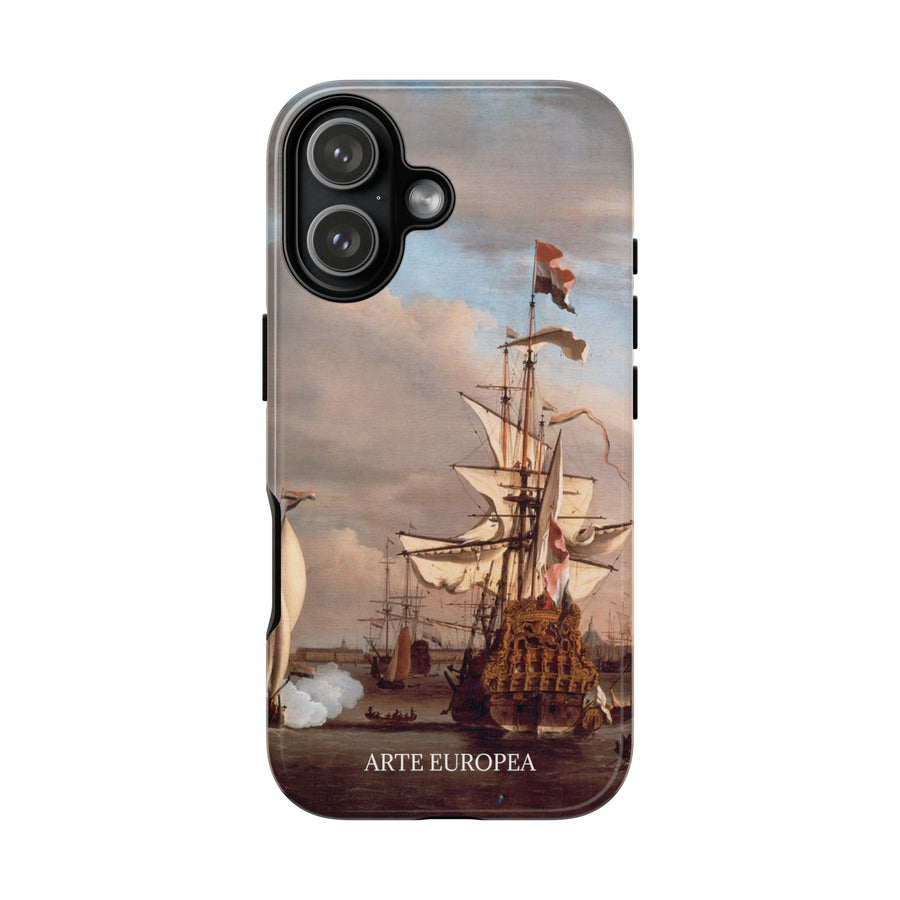 The “Golden Lion” on the IJ by Amsterdam by Willem van der Velde the Younger, phone case
